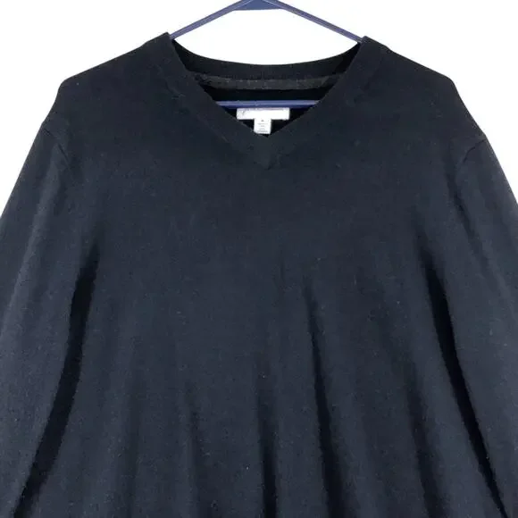 John W Nordstom Mens Size M Sweater Jumper V Neck 100% Cashmere Navy Blue